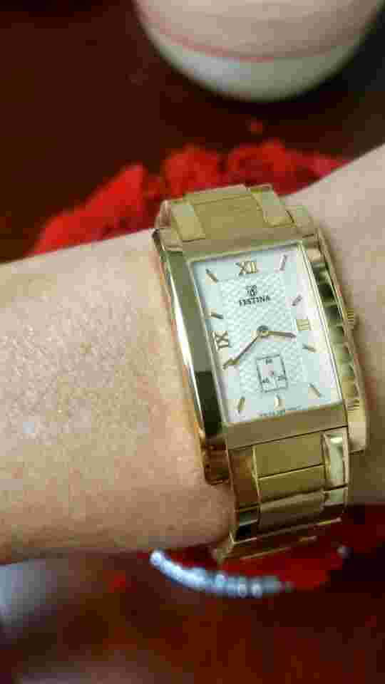 18K YELLOW GOLD FESTINA RECTANGLE TANK WATCH RARE MODEL F473-8628