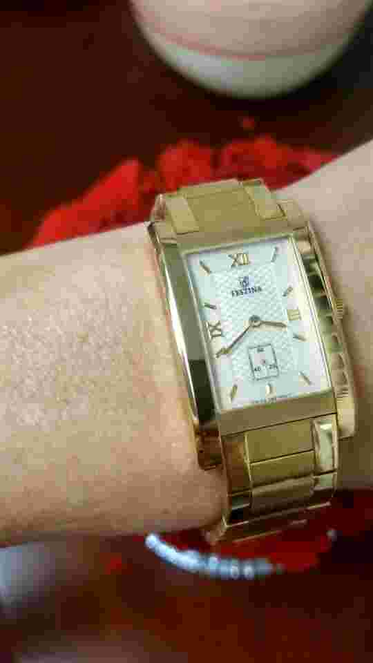 18K YELLOW GOLD FESTINA RECTANGLE TANK WATCH RARE MODEL F473-8628