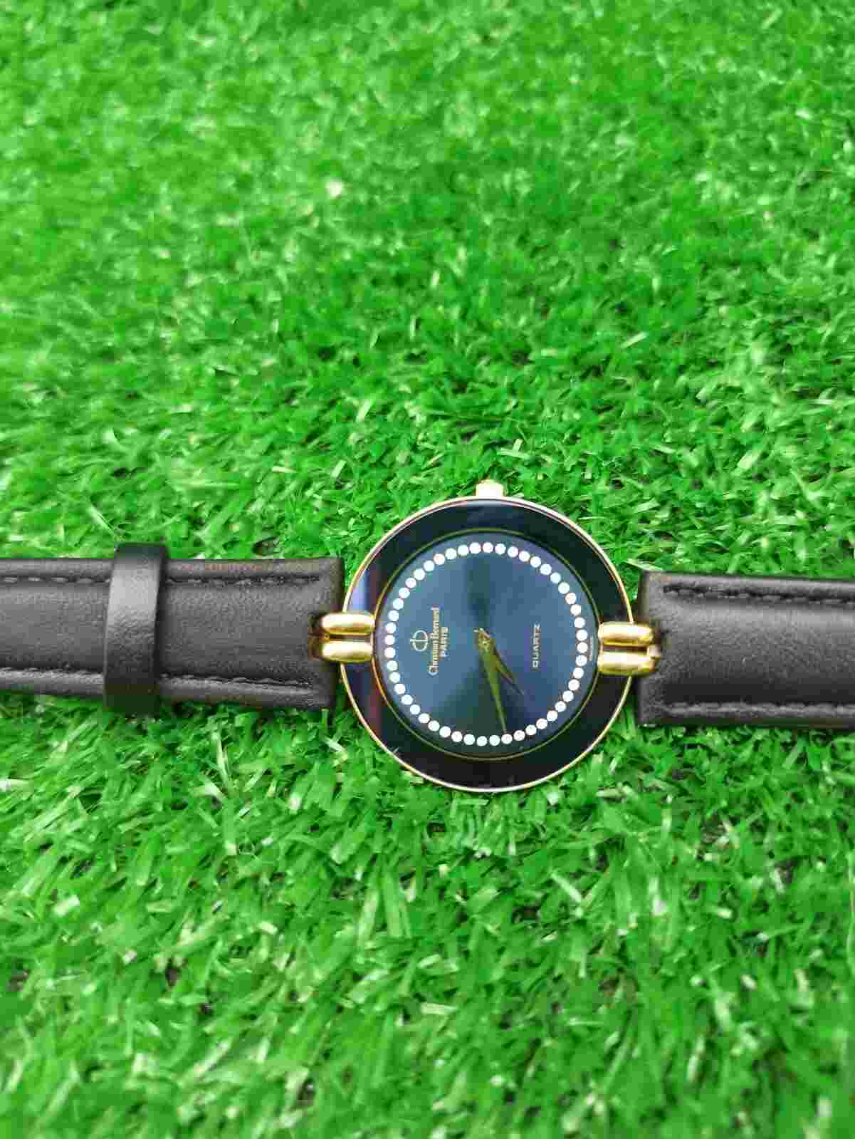 Luxury 90s Christian Bernard Lady Watch Swiss Blue Dial & Rhinestones