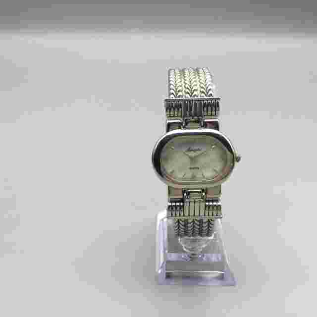Lexington Watch Women 33mm Silver Tone Oval MOP  Dial Open Cuff Band New Battery