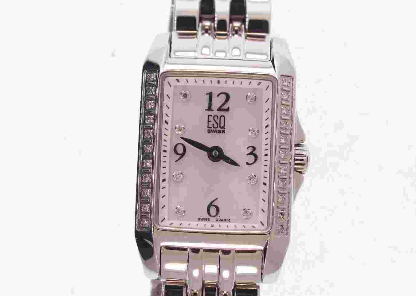 Ladies ESQ Movado 07101297 Capri Stainless Steel Diamond Accent MOP Dial Watch