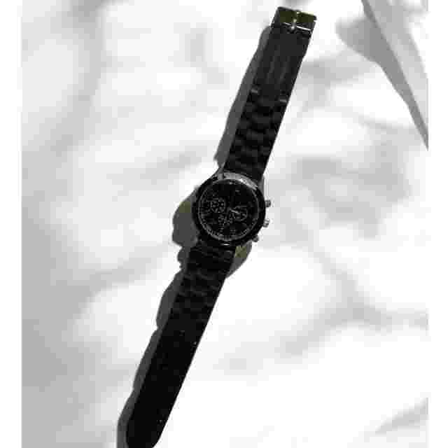 Vintage Darice Men's Analog Watch, Black Silicone Band, Paint Peel, Non-Operable