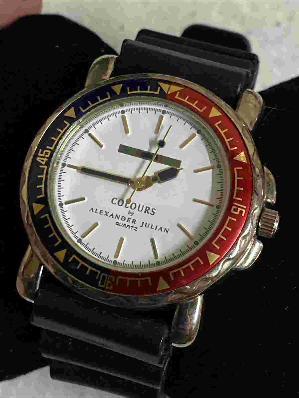 Vintage Colours By Alexander Julian PEPSI Men’s Watch 40mm Blue & Red Black Band