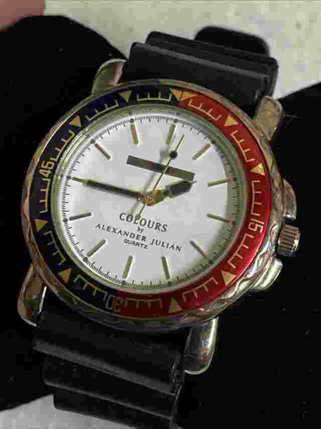 Vintage Colours By Alexander Julian PEPSI Men’s Watch 40mm Blue & Red Black Band