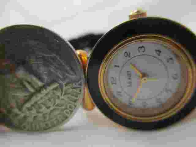 Monet Women's Analog Watch Water Black Leather Buckle Band Vintage
