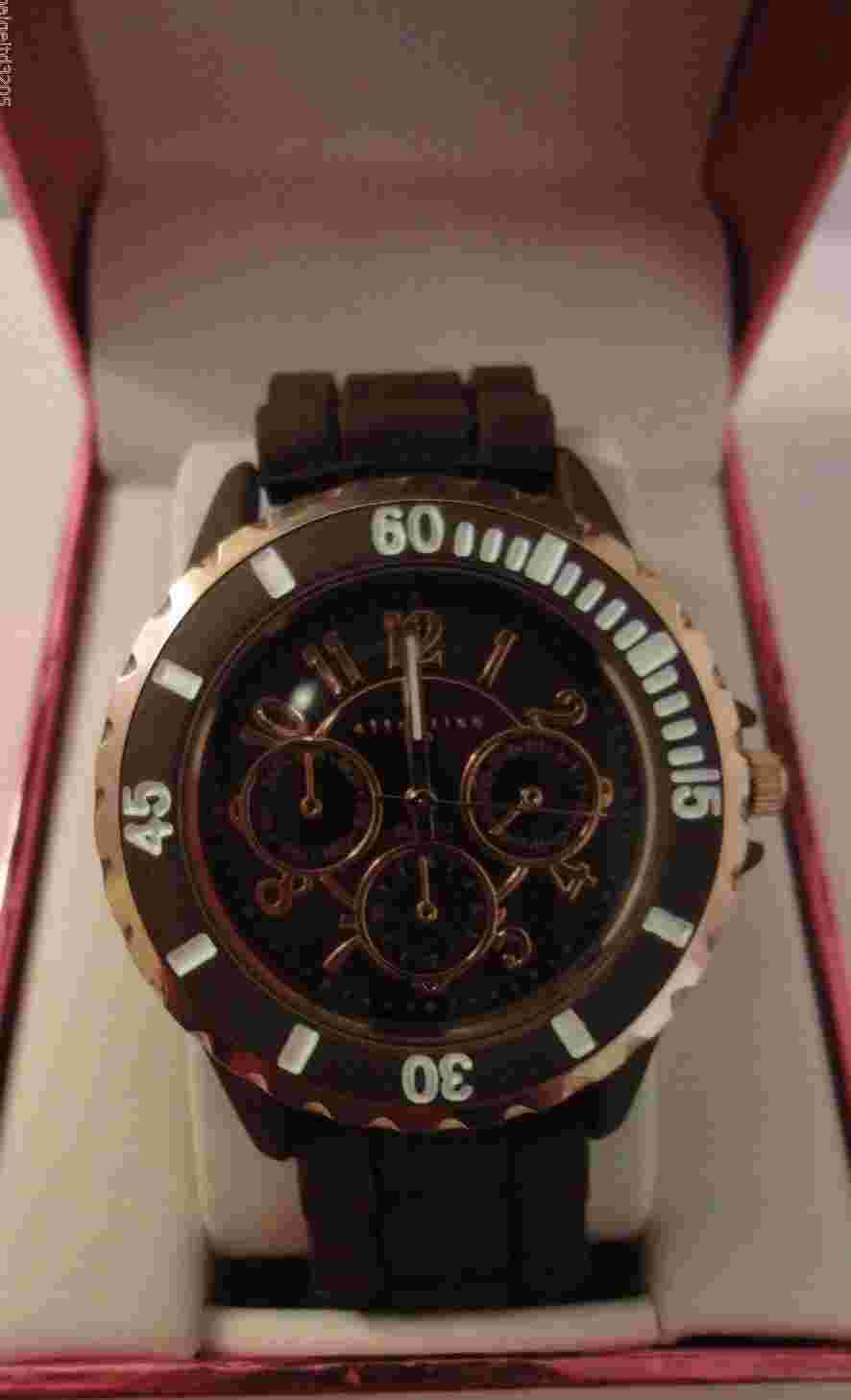 Attention Limited Edition Ladies' Two-Tone Rubber Bracelet Watch Rose Gold/Brown