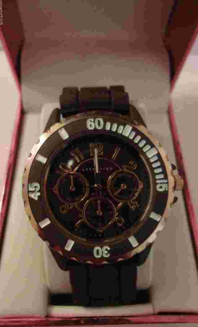 Attention Limited Edition Ladies' Two-Tone Rubber Bracelet Watch Rose Gold/Brown