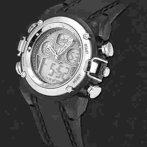 Ohsen AD0721 Watch Multifunction Digital & Analogue Water Resistant Sport Silver
