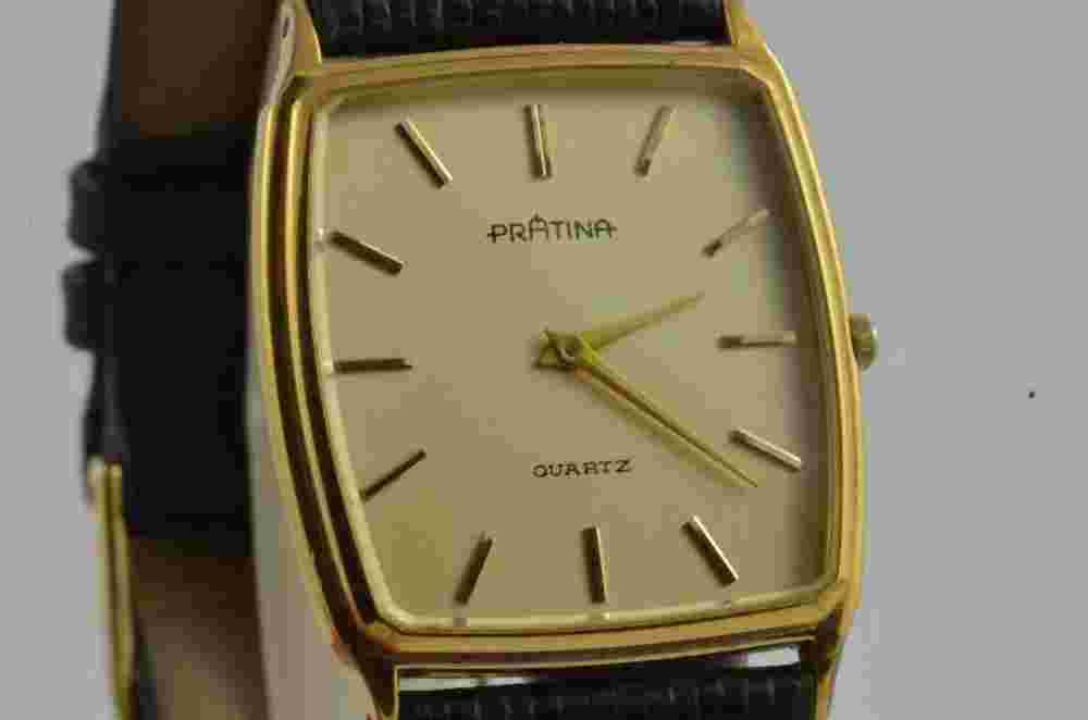Prätina Men's Watch Steel Vintage 1 3/32in Quartz with Leather Band Wrist