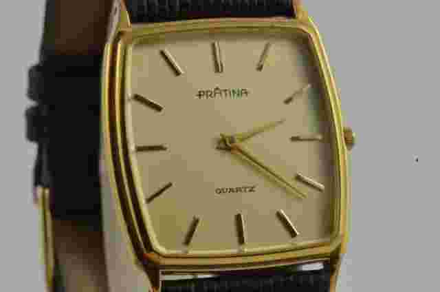 Prätina Men's Watch Steel Vintage 1 3/32in Quartz with Leather Band Wrist
