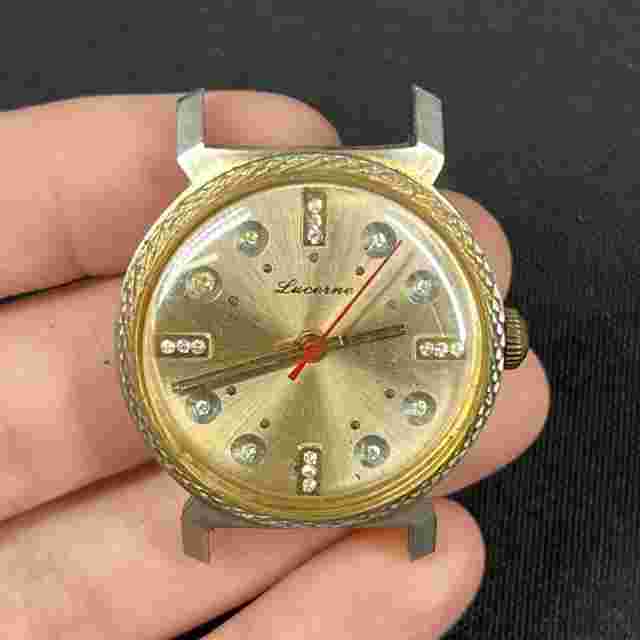 Vintage Lucerne Gold Dial Silver Tone Ladies Watch Part