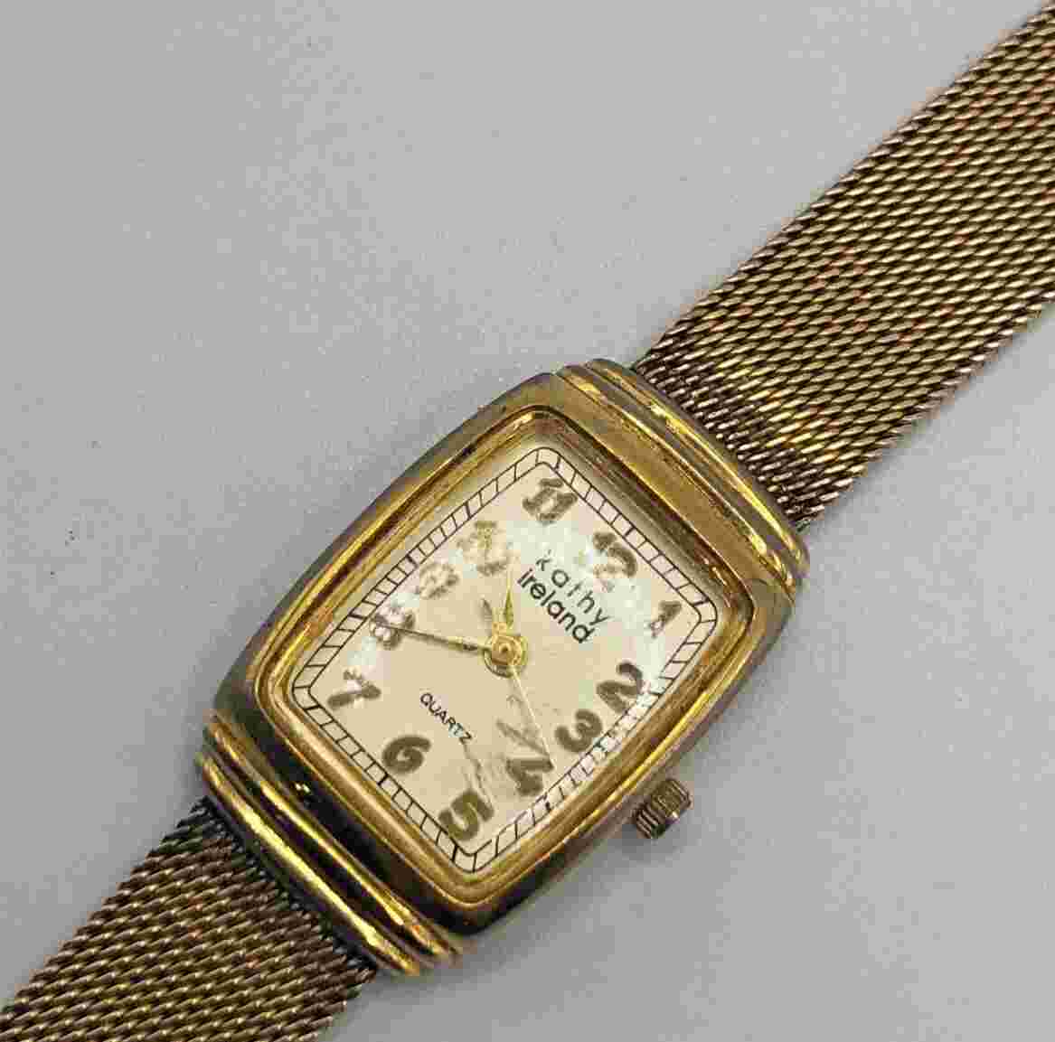 Vintage Gold Tone Mesh Band Kathy Ireland Watch