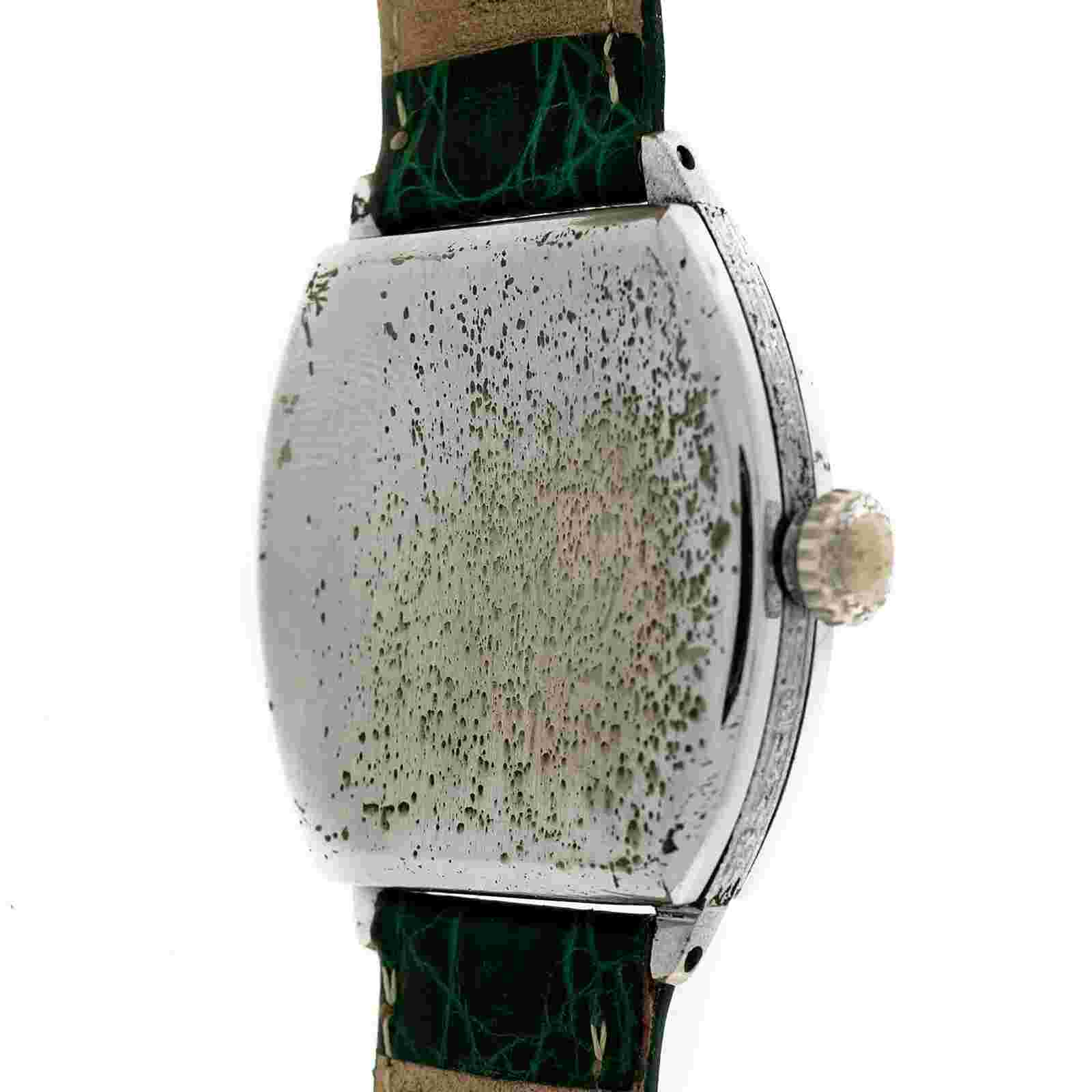 Vintage 1934 Art Deco Illinois Wrist Watch Green Crocodile Band