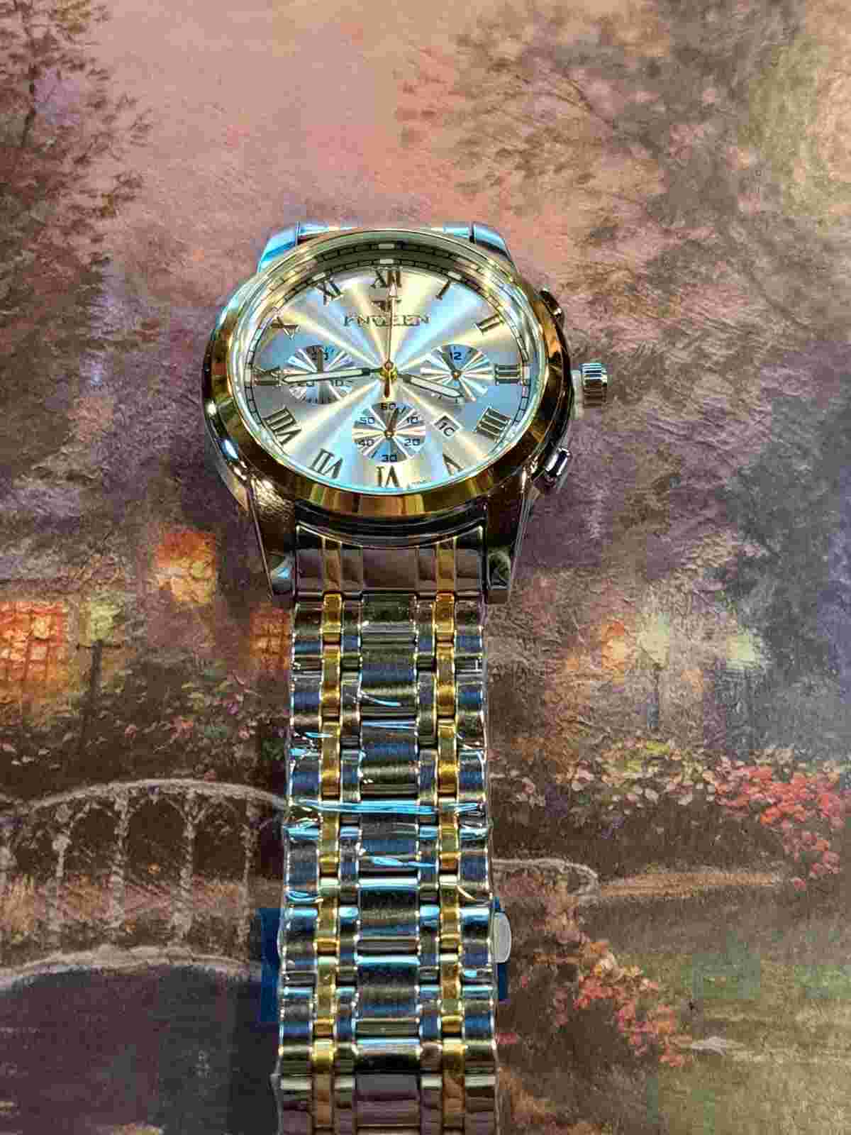 Fngeen mens  Waterproof watch Gold/Silver Men's Stainless Steel Quartz Business