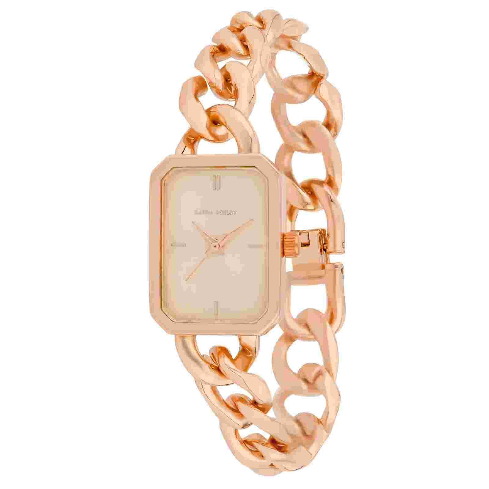 Laura Ashley Women's 20mm Hexagonal Chain Link Bracelet Watch (LA2099)