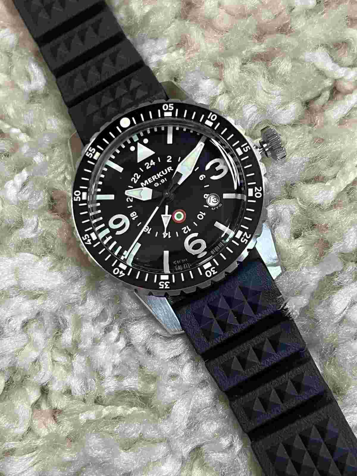 Merkur GMT 40 mm Military Automatic Mechanical Watch, Excellent Used Condition