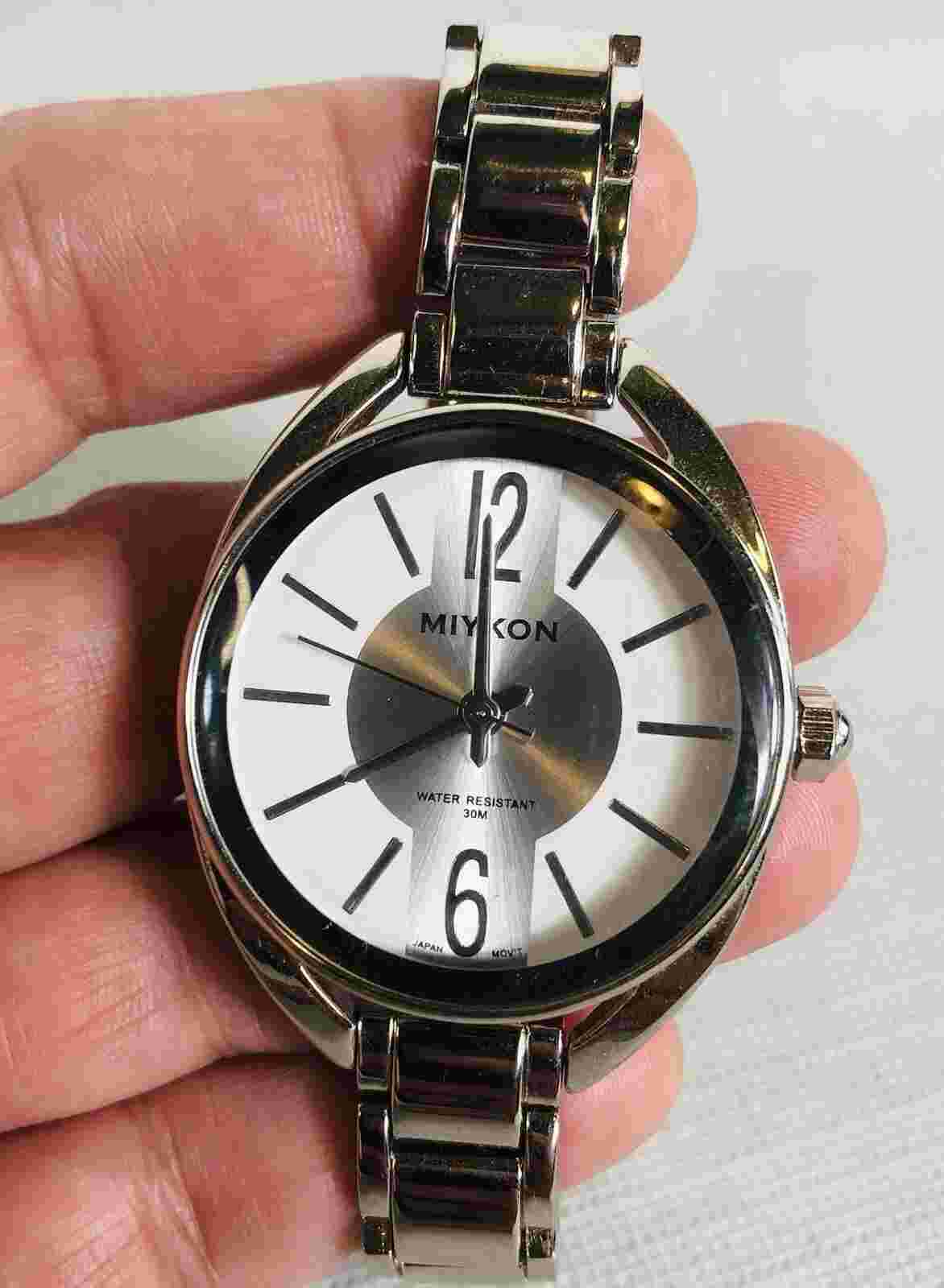 Womens Miykon Dial Watch water resistant 30M stainless steel back Silver Tone