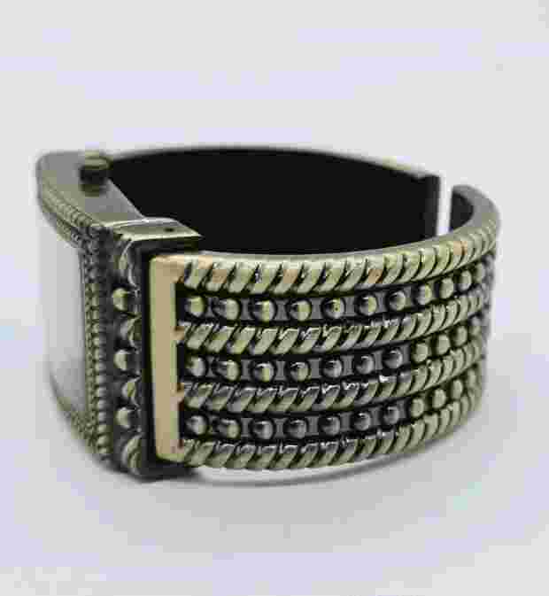 Premier Designs Watch Women Gold Tone Hinged Open Cuff New Battery Bracelet Band