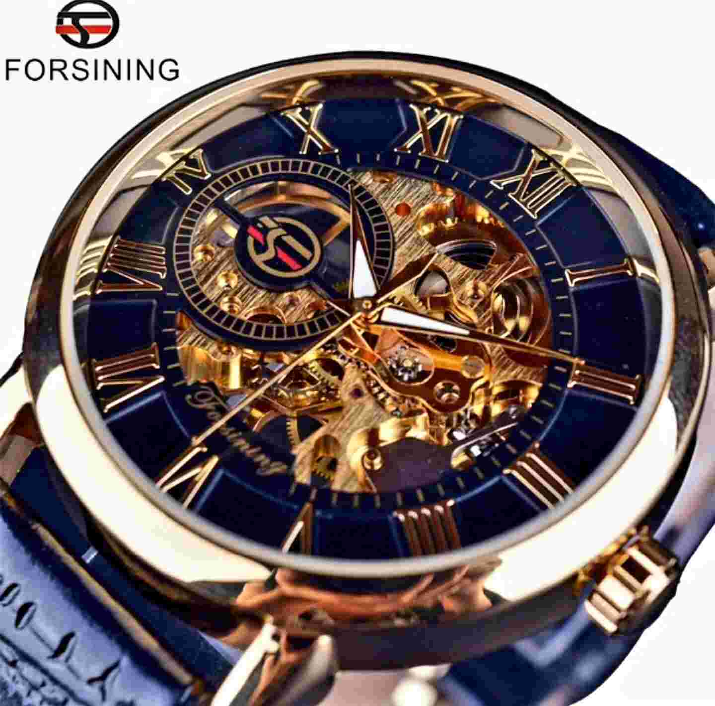 FORSINING LUXURY QUALITY MECHANICAL SKELETON ROMAN NUMBER WATCH