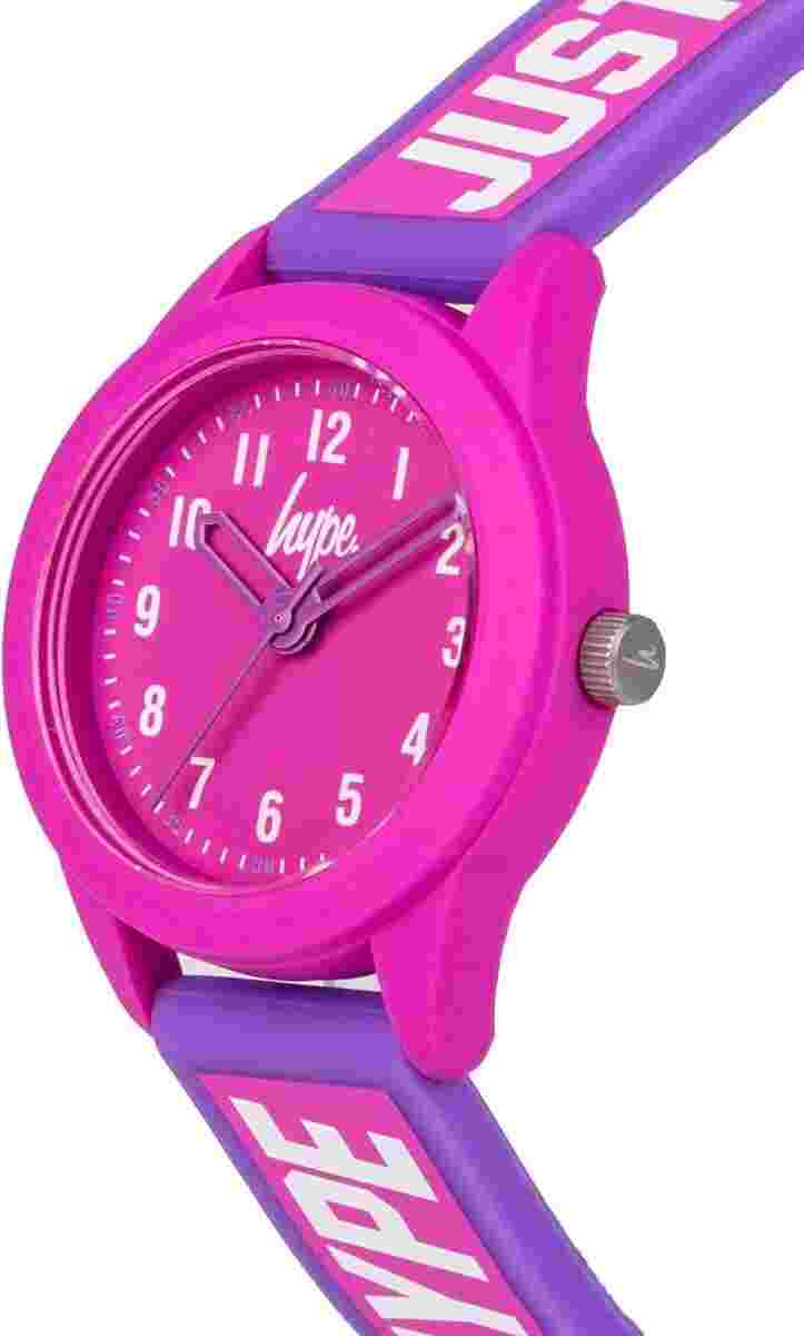 Hype Girls Watch with Pink Dial and Purple Silicone Strap HYK021V