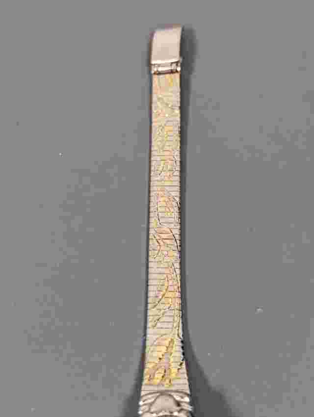 Gloria Vanderbilt Oval Silver Tone Case Two Tone Stainless Steel Bracelet Watch