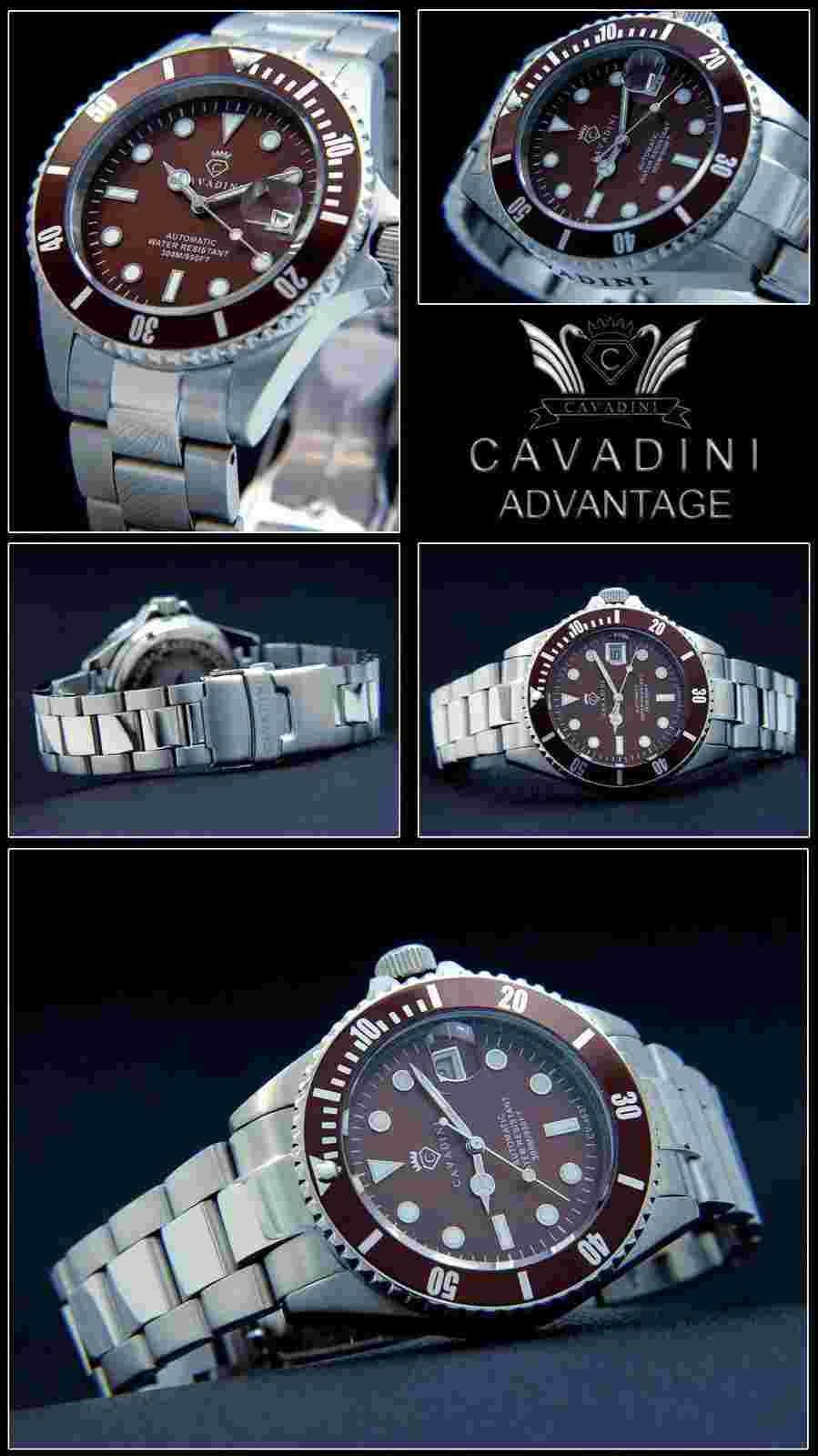 Men's Watch Automatic Stainless Diver's CAVADINI 30 BAR XXL 1 25/32in Classic