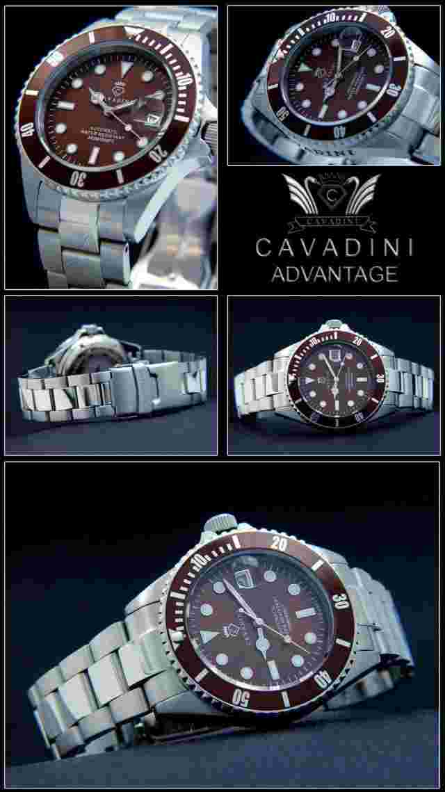 Men's Watch Automatic Stainless Diver's CAVADINI 30 BAR XXL 1 25/32in Classic