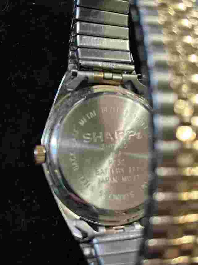Sharp Watch Men 36mm Silver Gold Two Tone Date Stretch Band New Battery