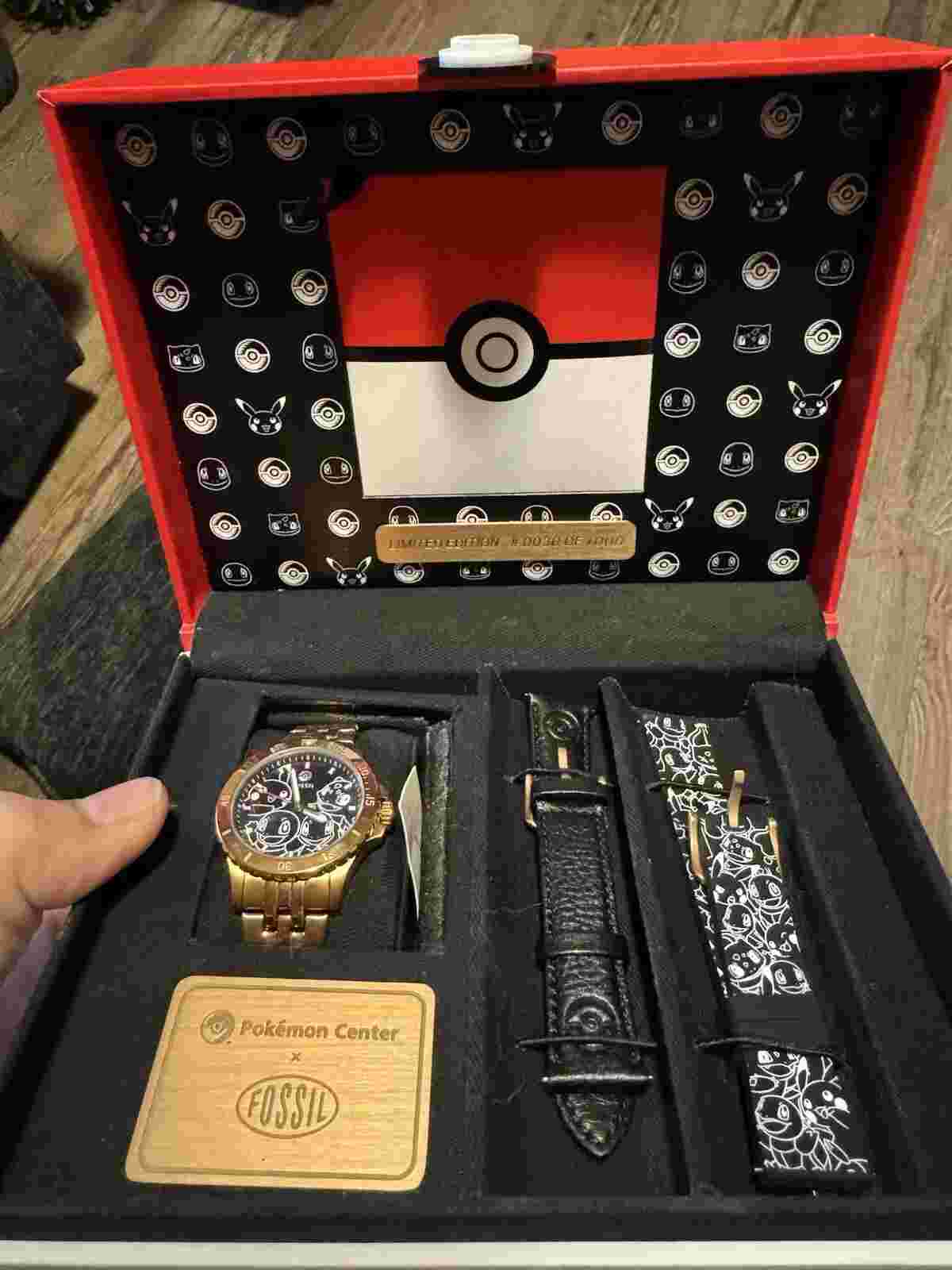 Pokemon Fossil Kanto First Partner Rose Gold Steel Watch Box Set