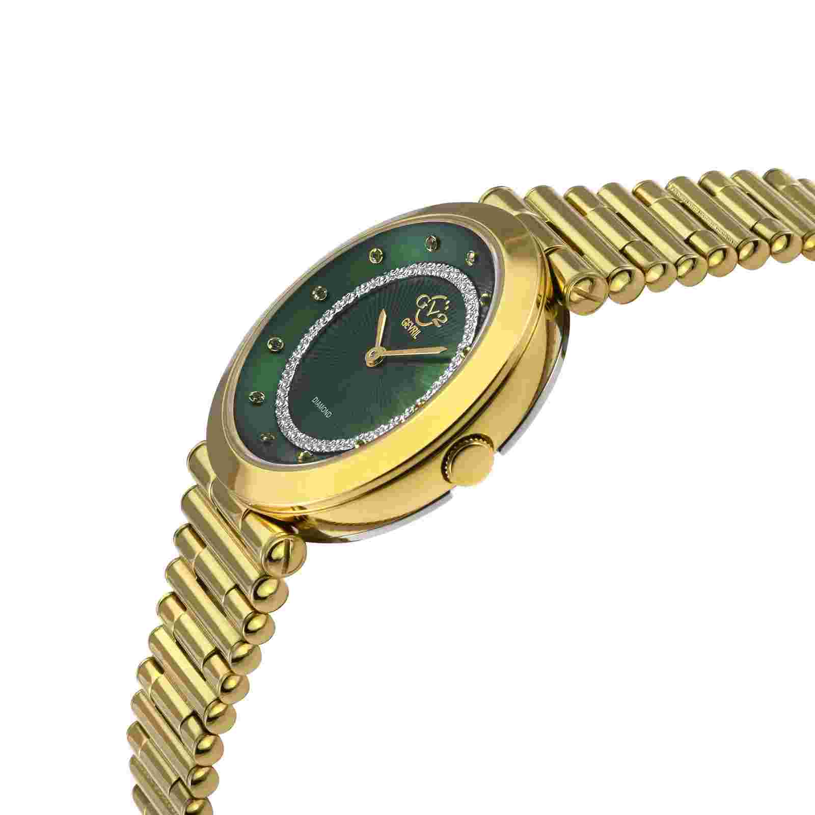 Gv2 By Gevril Women's 14413B Burano Diamond Gold IP Stainless Steel Swiss Watch