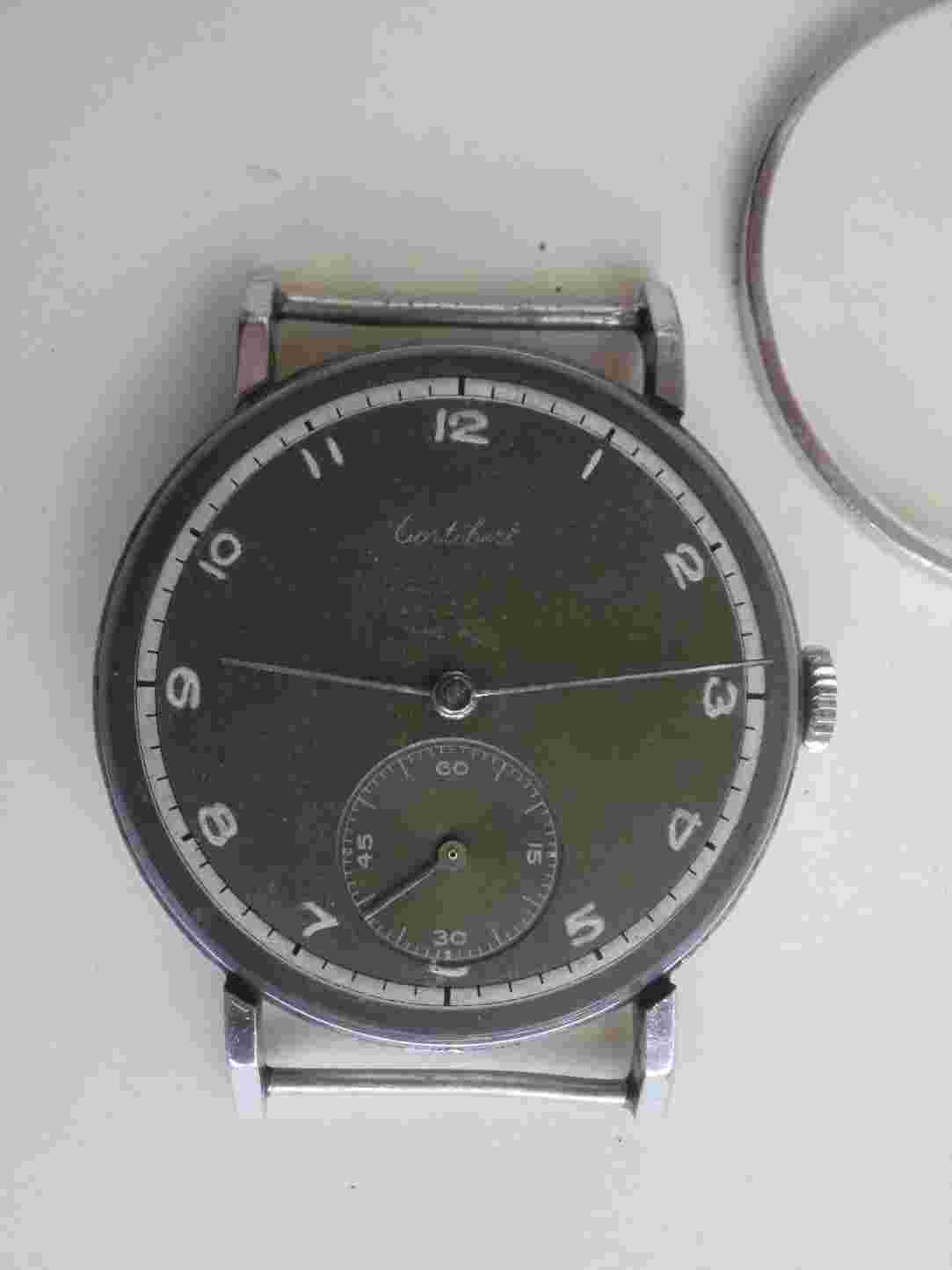 Cortebert big 37 mm. swiss cal.671 mechanical two tone dial vintage wrist watch
