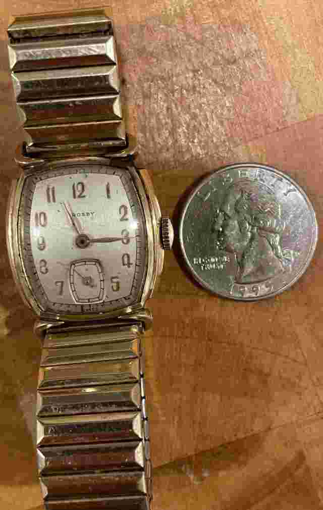 VTG Art Deco CROSBY Men’s Wrist Watch 10K GF Top Case & GF Speidel Top Cap Band