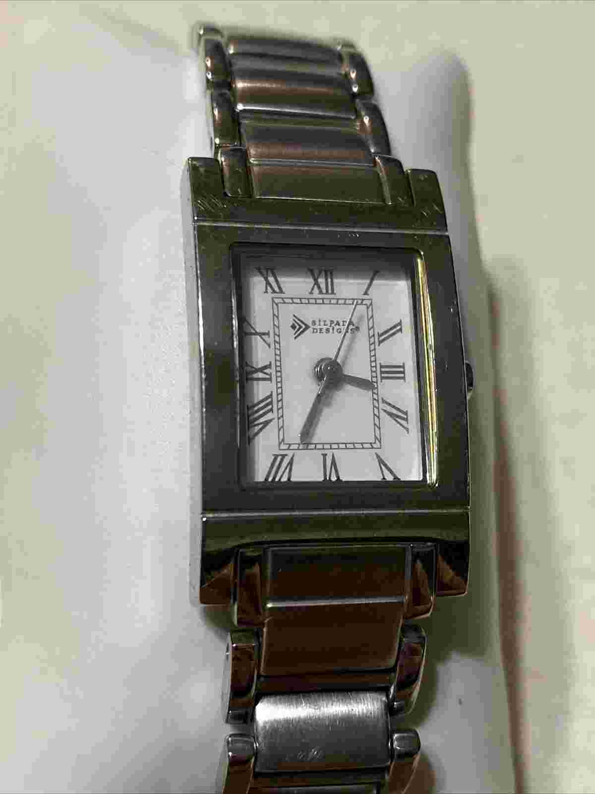 Silpada Designs Watch Women Silver Tone Rectangle Stainless New Battery 7" a1