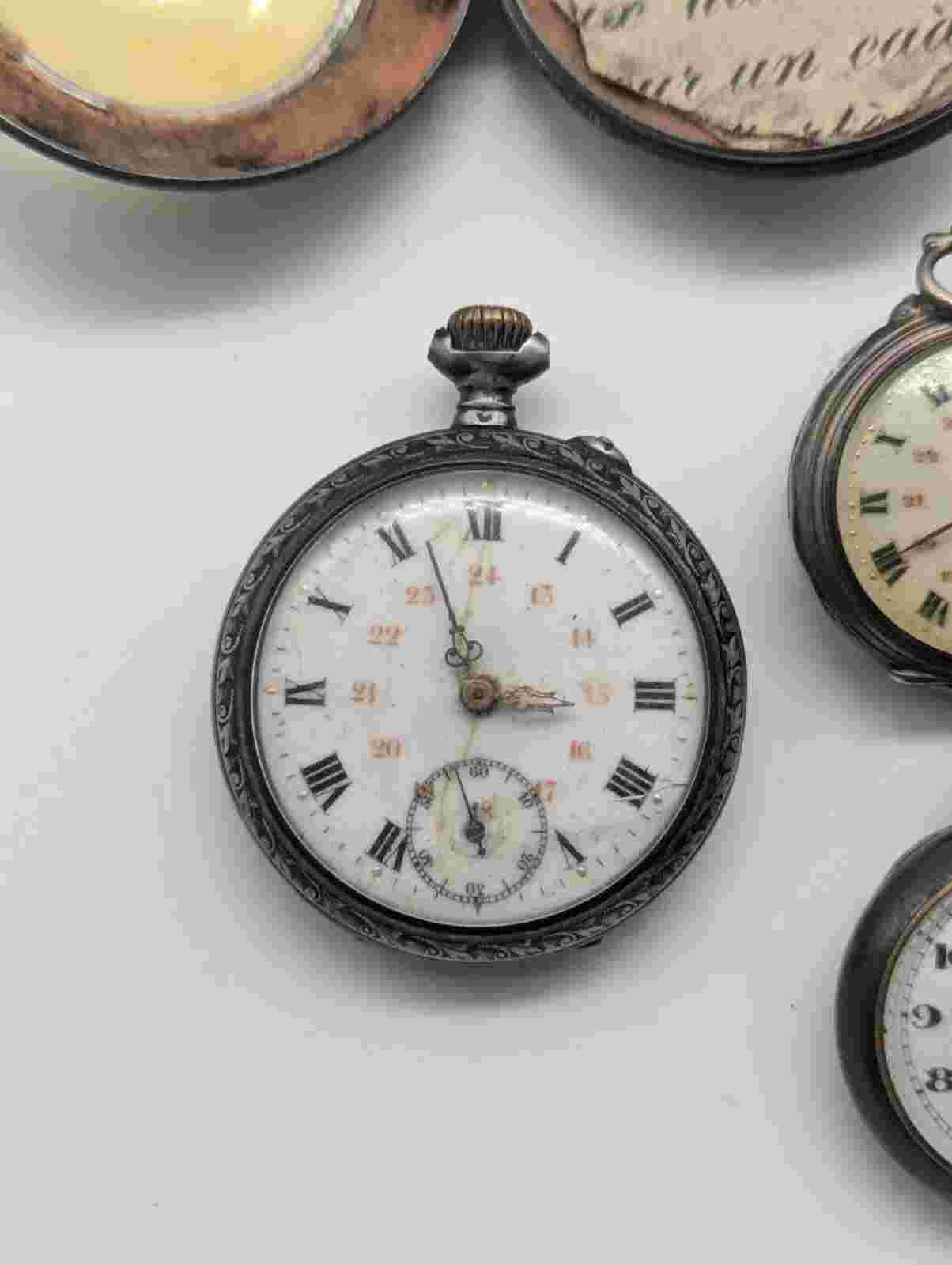 Lot Of 3 Silver Pocket Watches, Ø 42, 32 And 30