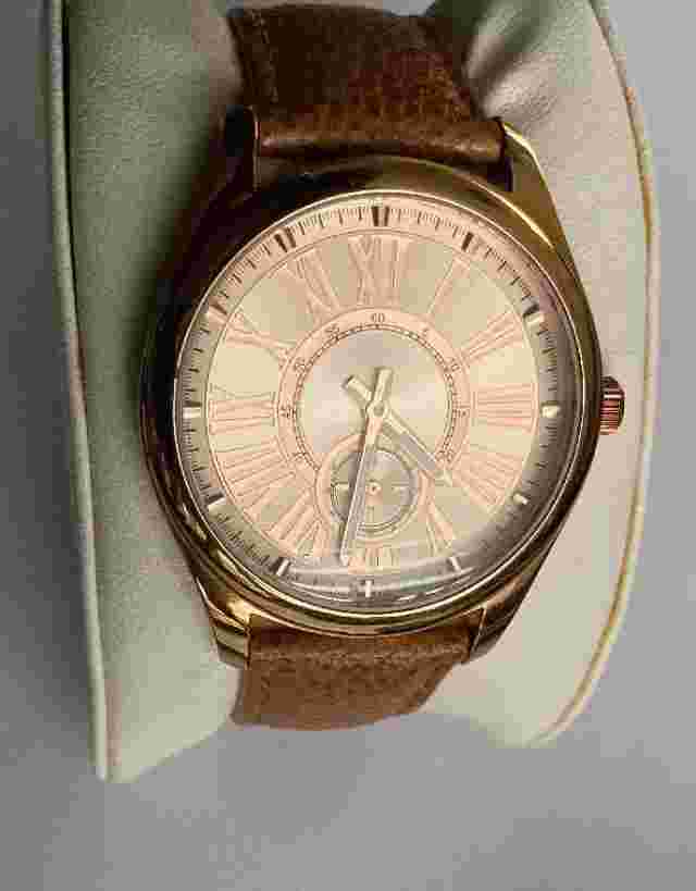 Bronzo Italia Rose Gold Roman Numeral Pebble Leather Watch