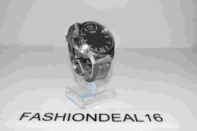 Oozoo Authentic Steel Lefty Aged Gray Leather SS OS259 Oversized $Watch