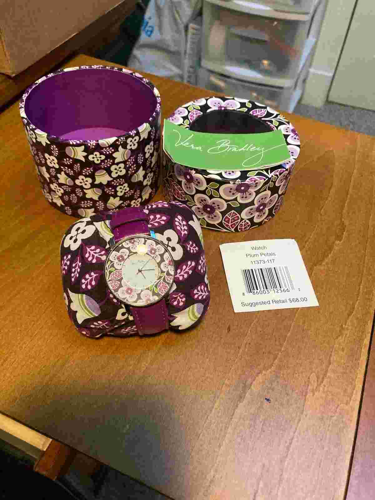 Vera Bradley PLUM PETALS Watch in original box - WORKS