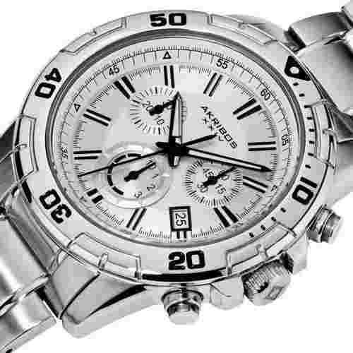 Akribos XXIV AK527SS Stainless Steel Swiss Quartz Chronograph Divers Mens Watch