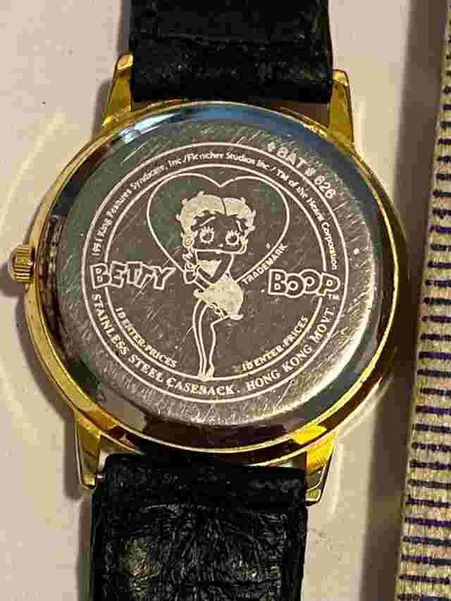 1994 Betty Boop Watch Women's Black Leather Band Pre-Owned