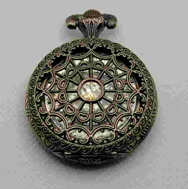 Ladies Decree Brass Round Gold Tone Pendant Pocket Watch J2