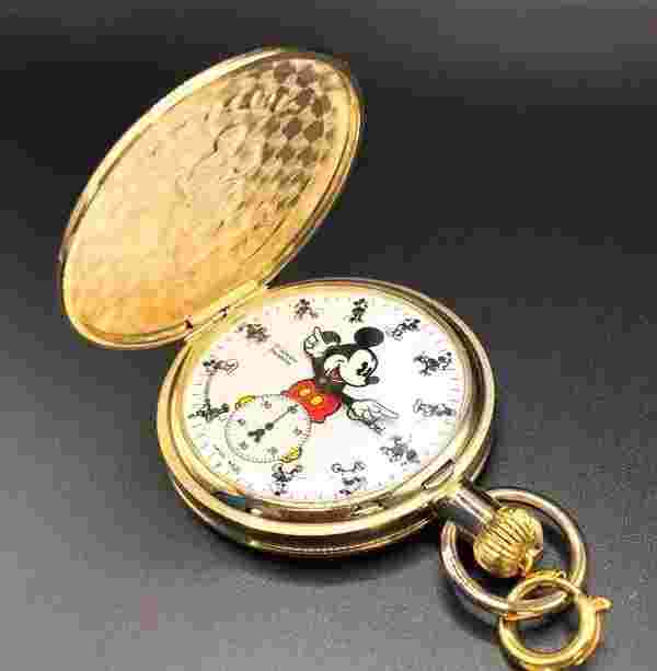 Colibri Rare Pocket Watch Manual Full Hunter Gold Filled Mickey Mouse 50mm Box
