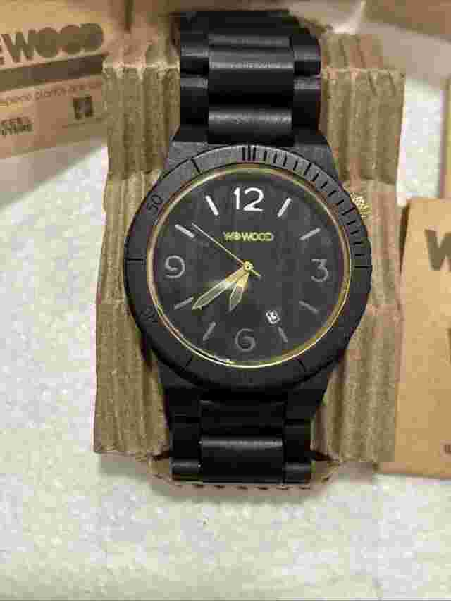 WeWood Alpha Black Gold Wooden We Wood Watch Brand New In Box