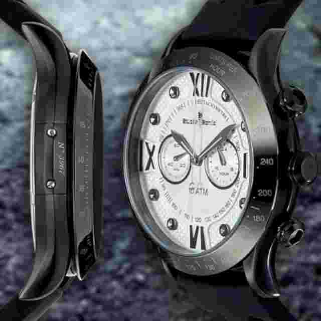 NEW Studer Schild 1229M Mens Limited Edition White Dial Jet Black Silicone Watch