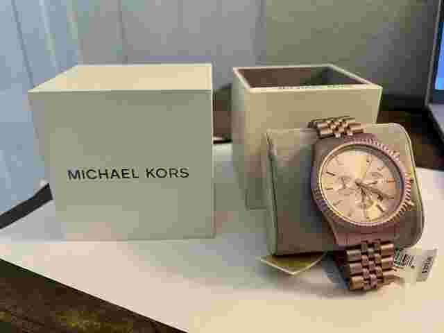 Michael Kors Unisex Watch MK8792 Lexington Pink Aluminum Quartz Chronograph 45mm