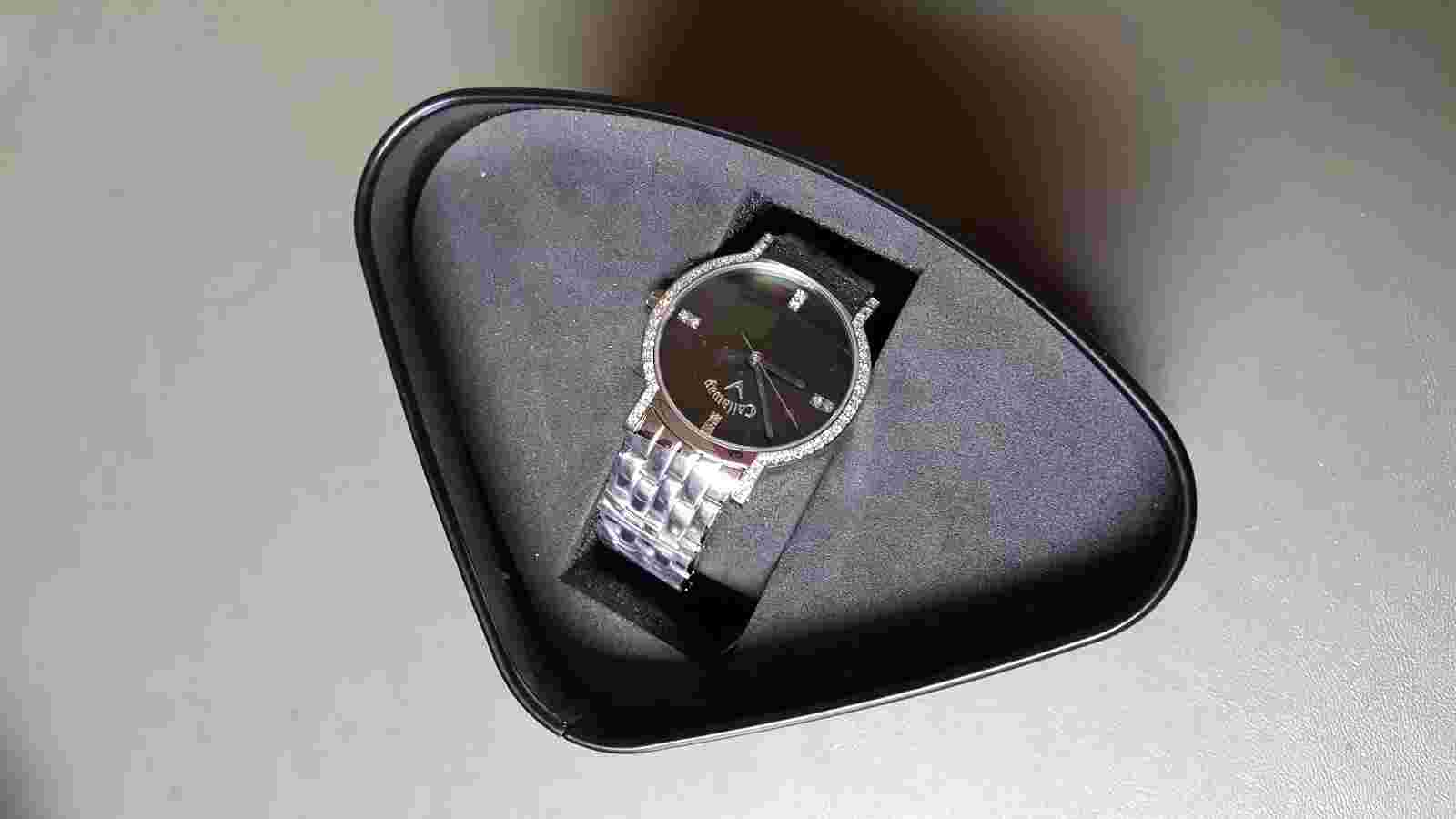 Callaway Silver Tone Black Dial Crystals Bracelet Watch-cy2121