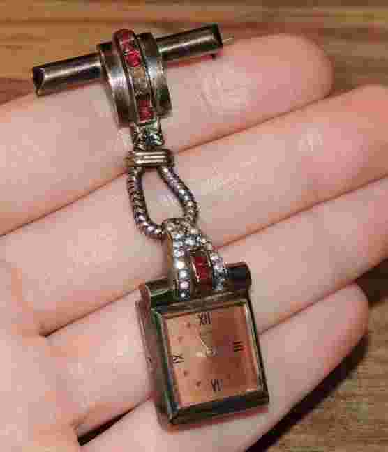 VTG ROXY Watch Co. SWISS Sterling Silver Nurse Pin Watch Art Deco PARTS/REPAIR