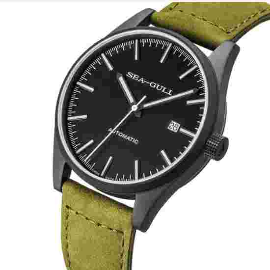 Seagull Leather Strap PVD Black Case Vintage Luminous Hands Automatic Watch