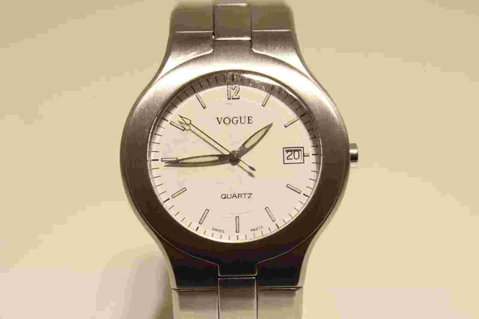 VINTAGE SPORT SWISS MAT ST. STEEL MEN'S QUARTZ WATCH-BRACELET "VOGUE" /"ETA" 7 J