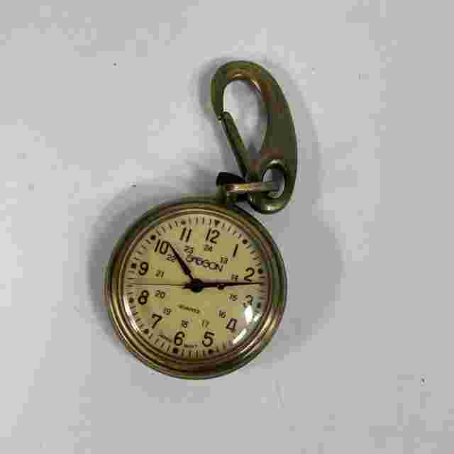 Sasson Watch Ivory Dial Bronze Tone Round Case Clip Pocket Vintage Parts Only