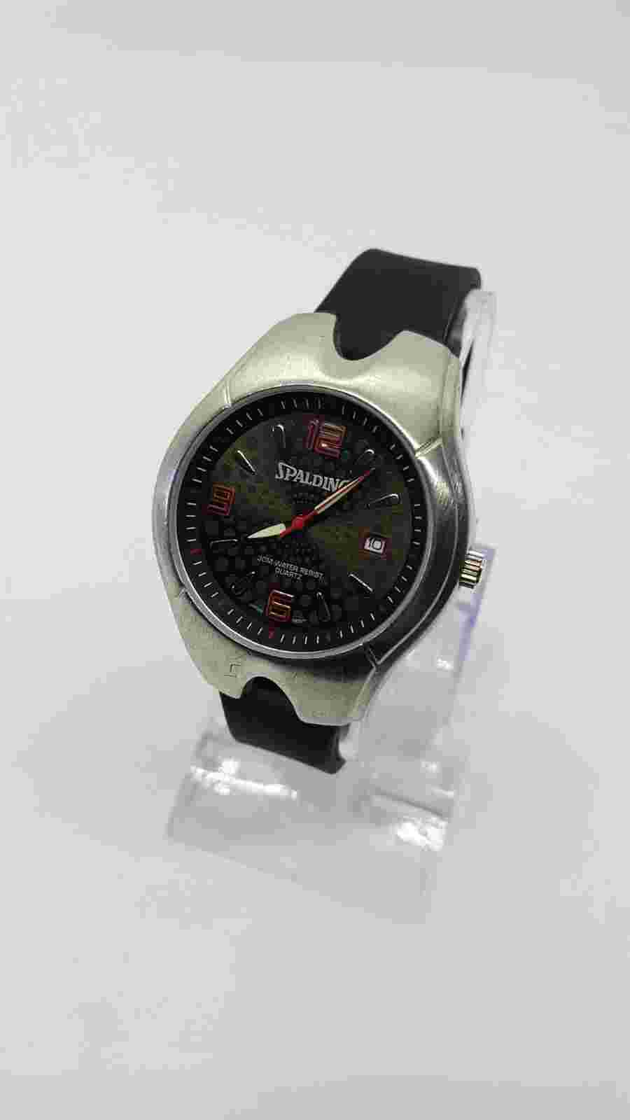 Spalding Sports Black and Silver Watch for men and women 41mm Red Hour Markers